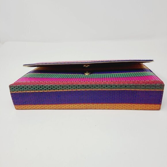 Timothy Hitsman | Vintage Multicolor Large Striped Rectangular Shaped Clutch Bag - Picture 8 of 13